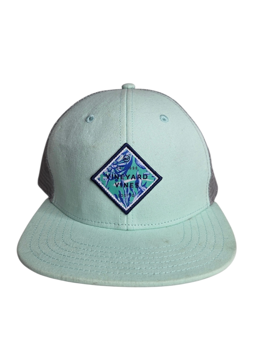 Vineyard Vines Trucker Hat  Baseball Cap Light Green Logo Snap Back